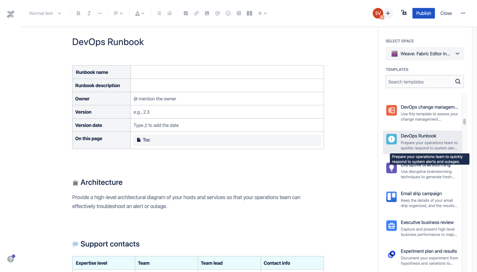 Plantilla de Confluence: runbook de DevOps