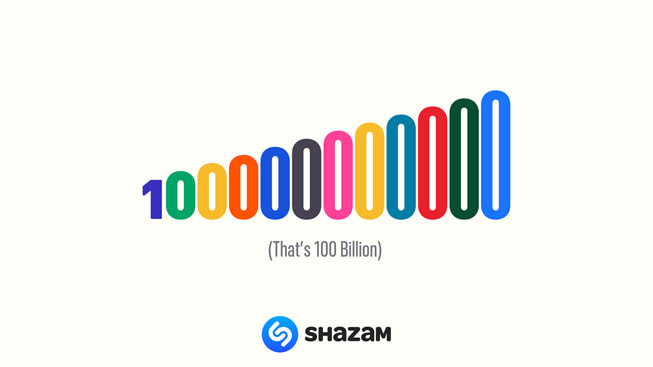 Key art showing the Shazam 100 billion song recognitions callout in bright colors.