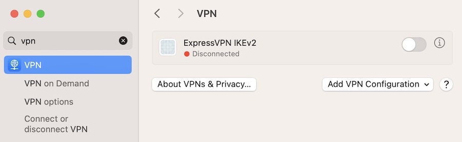 System Settings VPN Adjustment