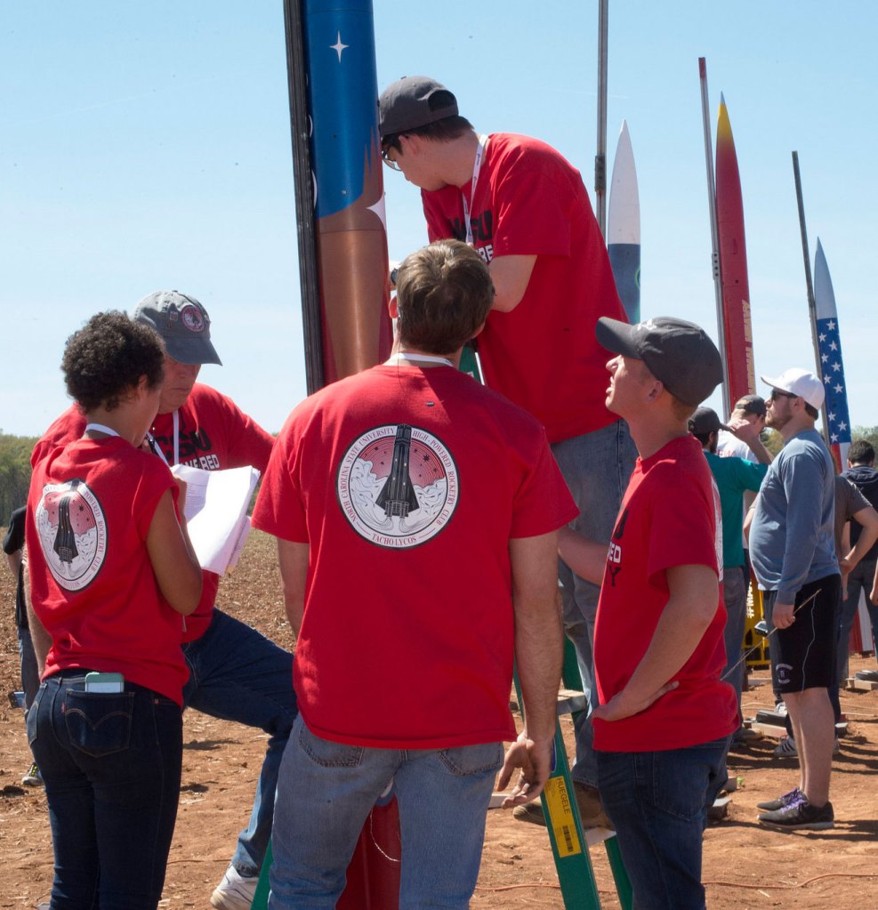 Student Launch participants preparing their rockets