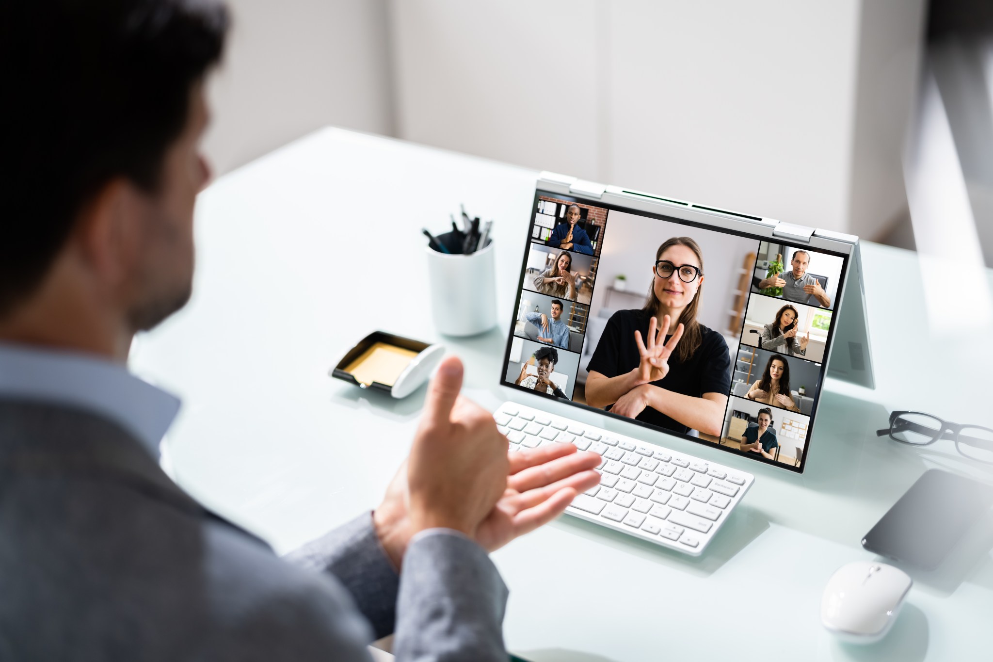 Sign Language Deaf Disabled People Video Conference