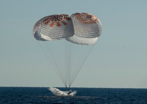 NASA, SpaceX Dragon Freedom spacecraft lands in the Atlantic Ocean off the coast of Jacksonville, Florida, Friday, Oct. 14, 2022.