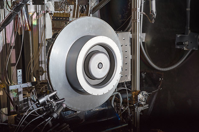 Advanced Ducted Propulsor (ADP) Fan Commissioning Test (side view) in the 9- by 15-Foot Low-Speed Wind Tunnel (9×15)