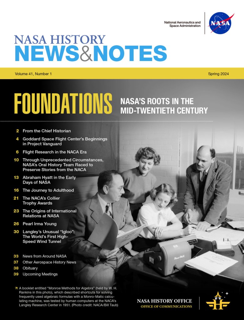 Front page of Spring 2024 edition of NASA History News & Notes: Foundations