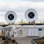 Two radar towers on the rooftop of a building at NASA Armstrong.