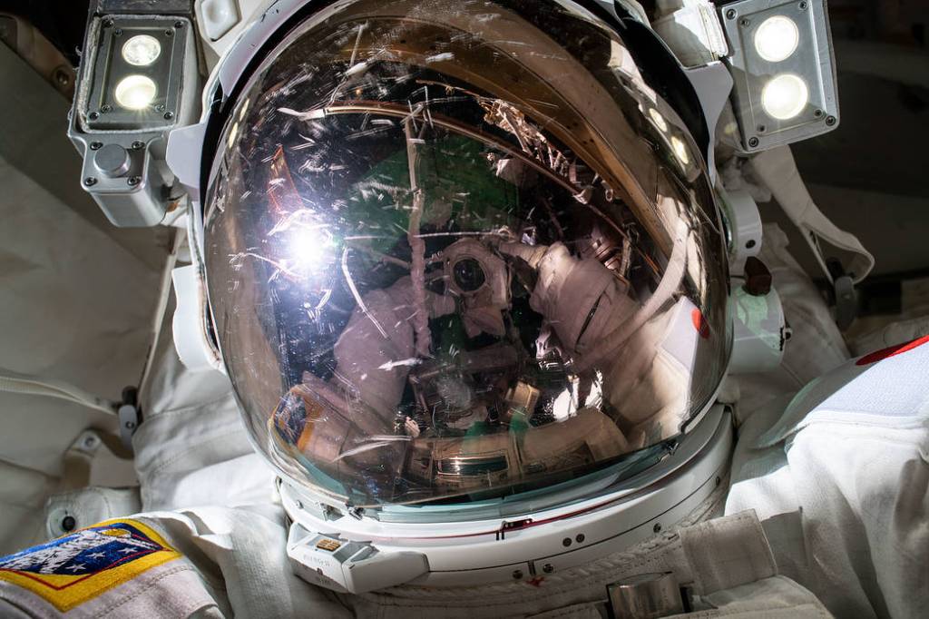 JAXA astronaut Koichi Wakata takes a "space-selfie"