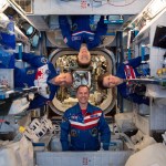 Four Expedition 59 astronauts pose for a playful portrait inside the Harmony module. Clockwise from left are astronaut David Saint-Jacques of the Canadian Space Agency; and NASA astronauts Christina Koch, Anne McClain and Nick Hague.