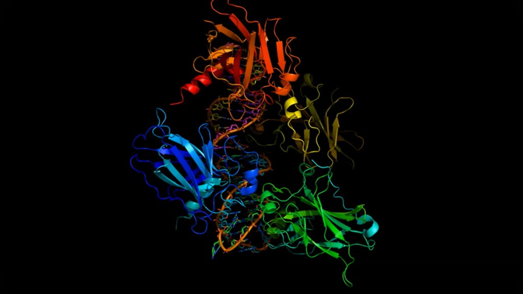 A rendered image shows a collection of genes pooling at the center of the image.