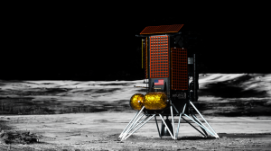 An artist’s concept of Intuitive Machines’ Nova-C lunar lander on the Moon’s South Pole.