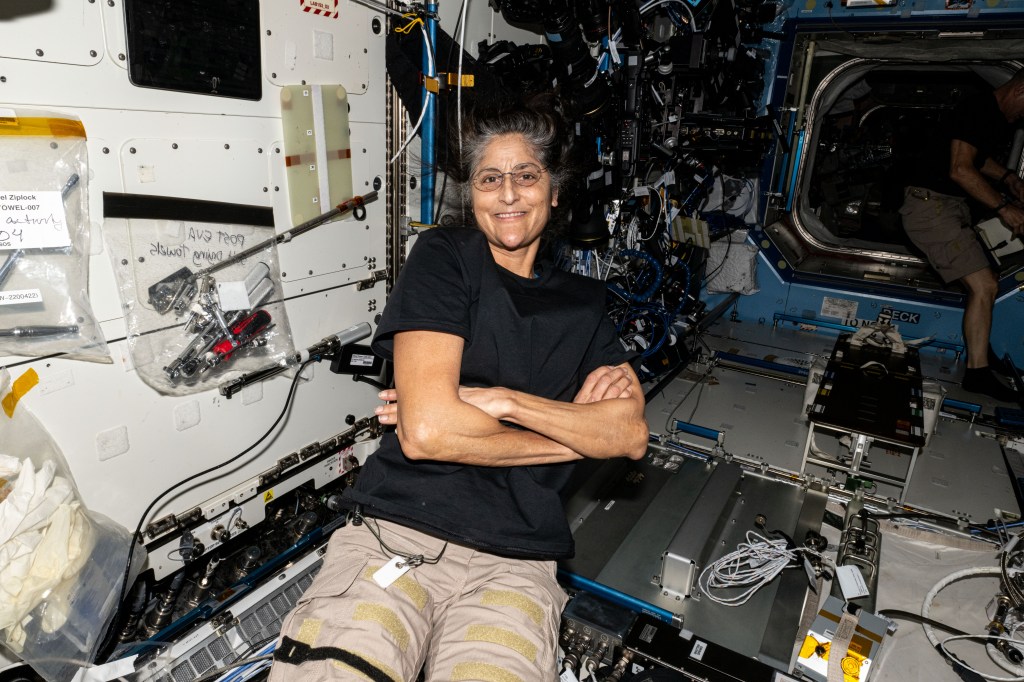 iss071e673574 (Sept. 17, 2024) -- NASA astronaut and Expedition 71 Flight Engineer Suni Williams smiles for a photo aboard the International Space Station.