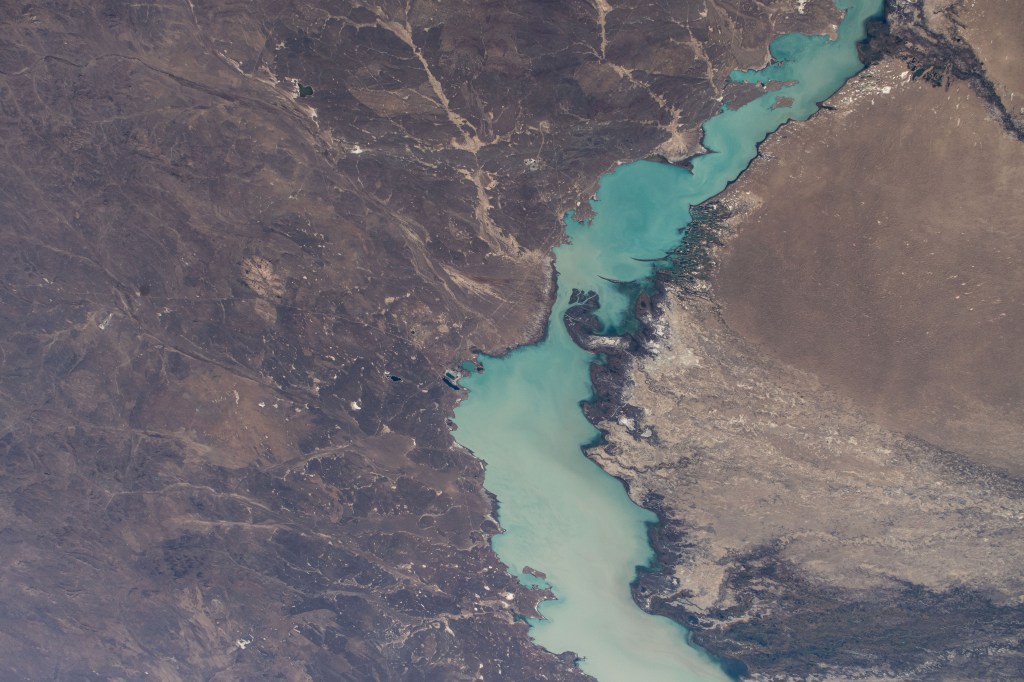 iss072e005520 (Sept. 29, 2024) -- One of the largest lakes in Central Asia, Lake Balkhash, was pictured from the International Space Station as it orbited 260 miles above.