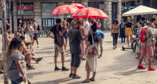 sandemans barcelona free tour meeting point outside jaume i metro exit