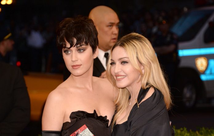 Katy Perry and Madonna (Photo by Kevin Mazur/WireImage)