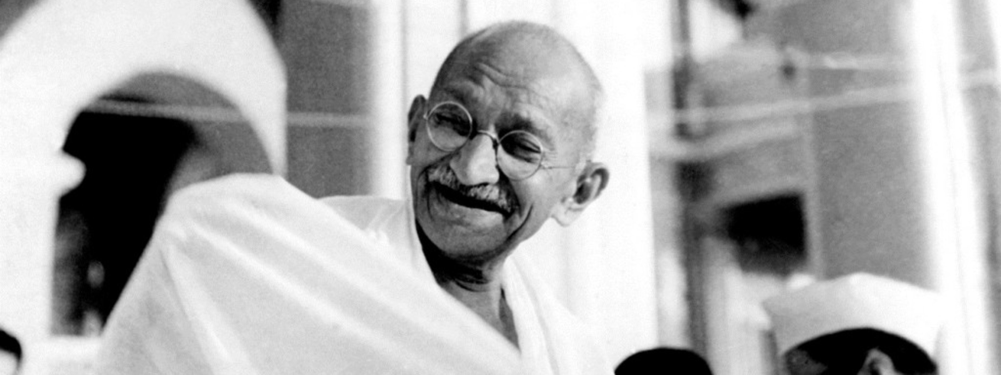 Mahatma Gandhi laughing