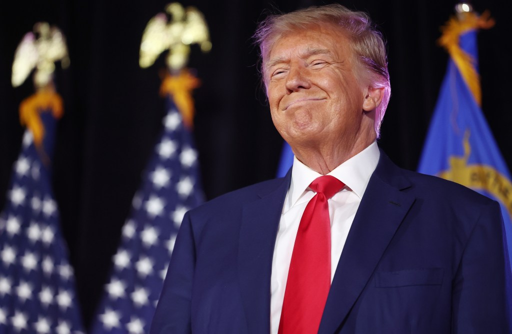 Former U.S. President and Republican presidential candidate Donald Trump smiles before he delivers remarks at a Nevada Republican volunteer recruiting event at Fervent: A Calvary Chapel on July 8, 2023 in Las Vegas, Nevada.