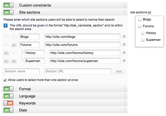 Simple and intuitive constraint editing interface.